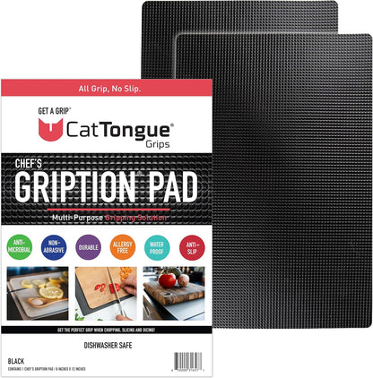 CatTongue Grips Non-Adhesive Anti-Slip Mat - Multi-Purpose Non-Slip Pad For Chefs & Home Cooks - Ideal Cutting Board Mat & Drawer Liner - Kitchen Essentials For Safety (Black, 1-Pack)