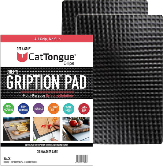CatTongue Grips Non-Adhesive Anti-Slip Mat - Multi-Purpose Non-Slip Pad For Chefs & Home Cooks - Ideal Cutting Board Mat & Drawer Liner - Kitchen Essentials For Safety (Black, 1-Pack)