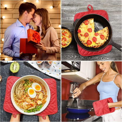 R HORSE 6Pcs Black Pot Holders with Pocket for Kitchen, 7''x 9''