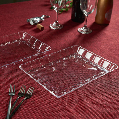 Plasticpro Plastic Serving Trays - Serving Platters Rectangle 9X13 Disposable Party Dish 4 Black Trays