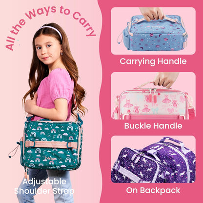 Bentgo Kids Lunch Bag - Durable, Double-Insulated Lunch Bag for Kids 3+; Holds Lunch Box, Water Bottle, & Snacks; Easy-Clean Water-Resistant Fabric & Multiple Zippered Pockets (Mermaid)