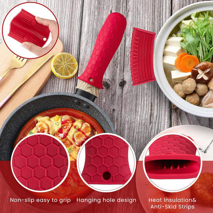 Patelai 8Pcs Silicone Cast Iron Handle Cover,Black