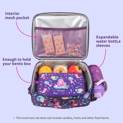 rockpapa Kids Lunch Box Set with 14oz Insulated Water Bottle & Lunch Bag, Leakproof 5.5 Cups Bento Box for School & Children, BPA-Free, Microwave Safe for Boys Girls (Grey Constr Turcks)