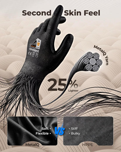 toolant ComfyCut A4 Cut Resistant Work Gloves, 1 Pair, Dark Gray, Large
