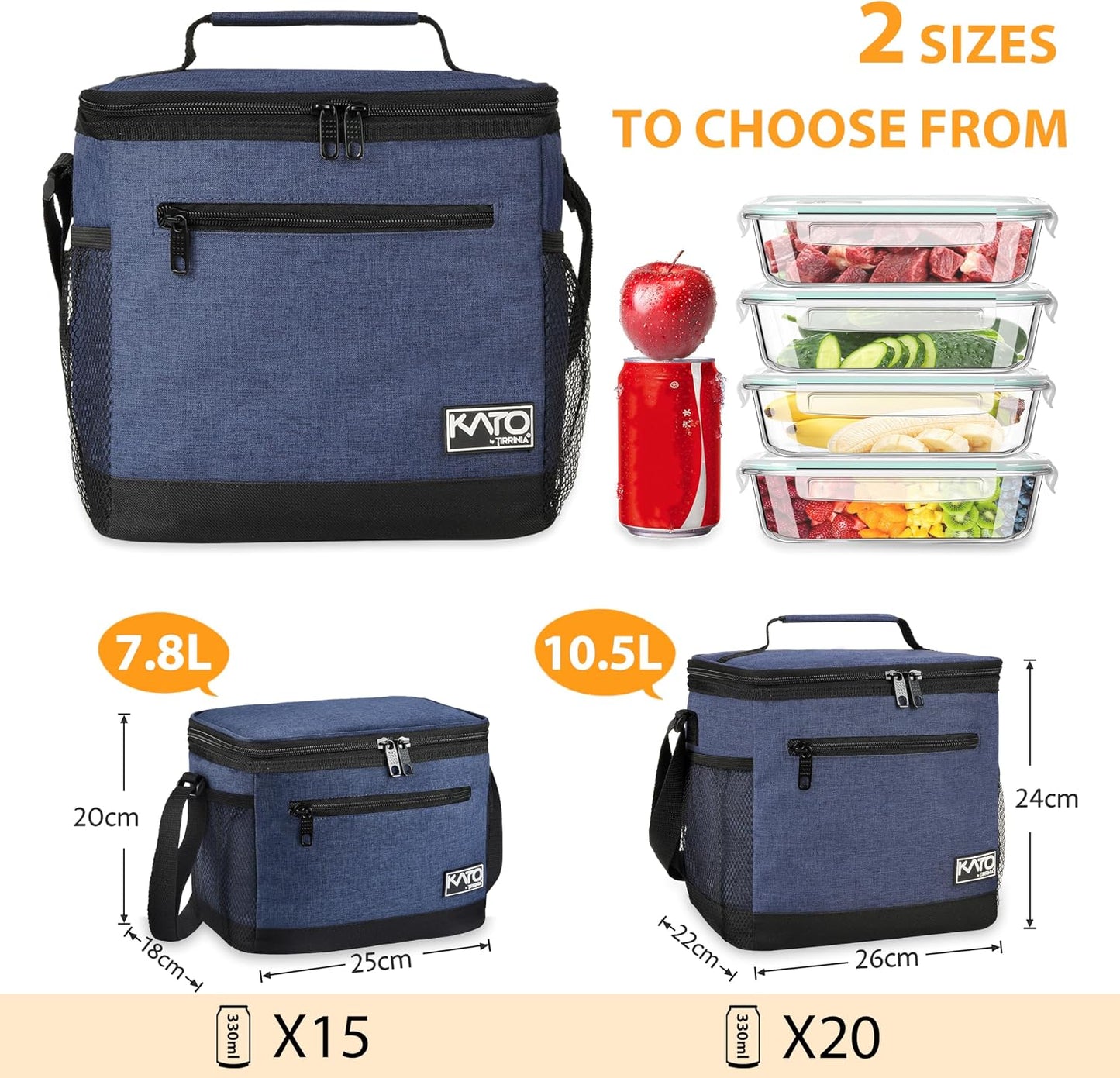 Tirrinia Insulated Lunch Box for Men/Women, Leakproof Lunch Bag for School Work, Large Lunch Tote Kids Boys Girls Student Back to School, Soft Cooler Office Picnic Beach Camping for Adults, Charcoal