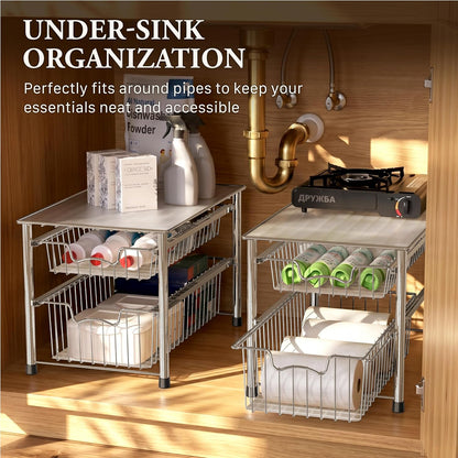 Simple Houseware Stackable Basket Drawer, Chrome