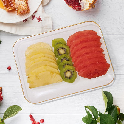 R-kay 3 Pack White Plastic Serving Trays for Party - Rectangular, 8 by 11 in, Heavy Duty Dessert Trays for Food