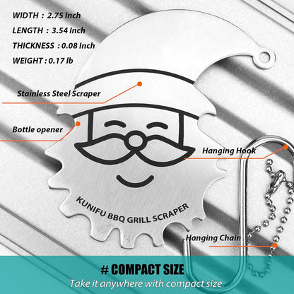 KUNIFU BBQ Grill Scraper, Stocking Stuffers, Bristle-Free for Griddle, Kitchen Gadgets Cleaner, Camping Accessories, Ideal Gifts for Christmas, for Men, Dad, Husband, Boyfriend, Fathers Day