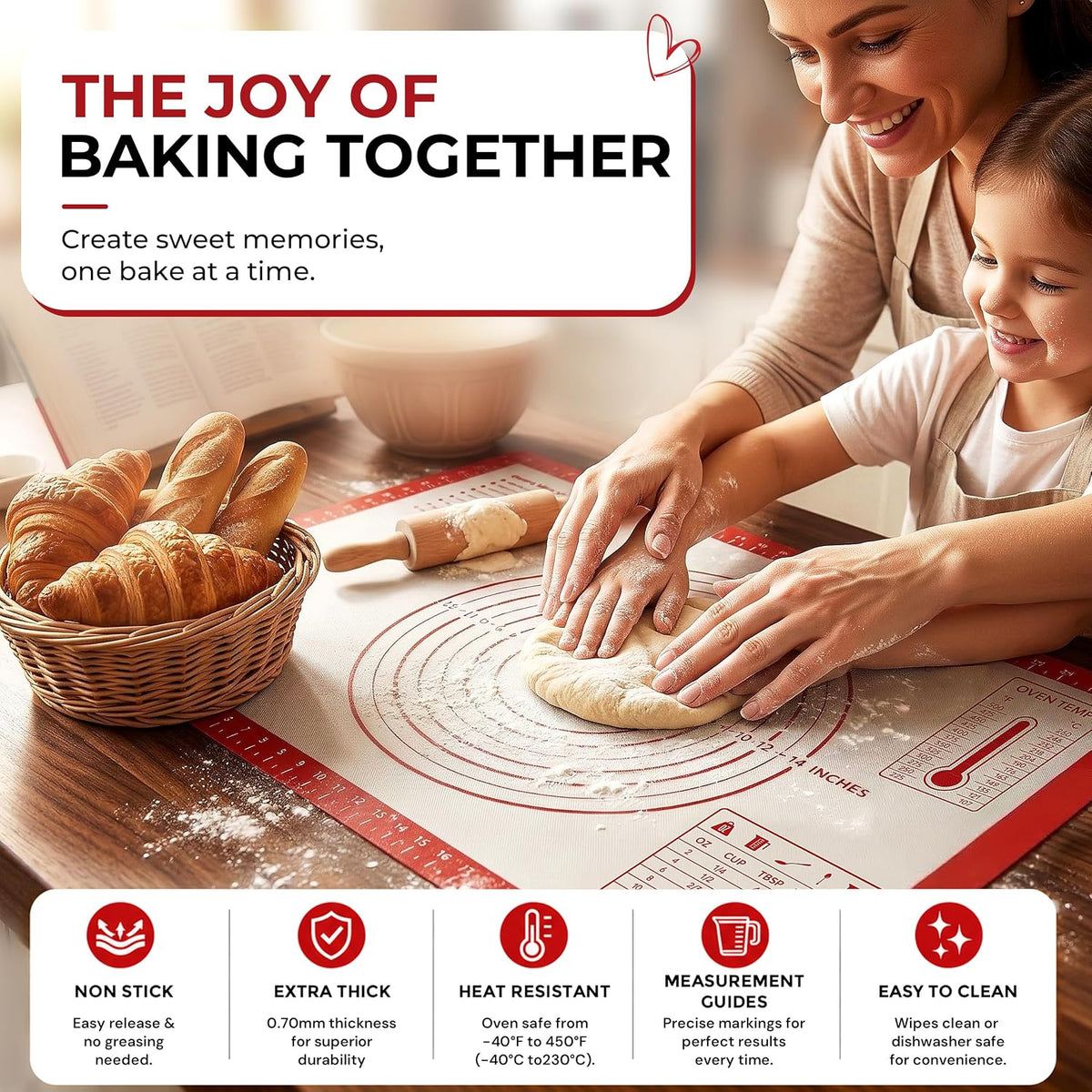 XL Silicone Pastry Mat for Baking Dough Mat, Extra Large 28x20 inches Grey