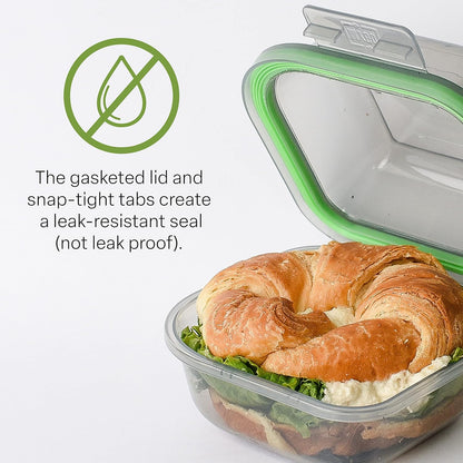 MyGo Container Large To-Go 3-Compartment Food Containers, Pack Of 3, 9-3/8" X 9-3/8" X 2-1/2", Reusable, Microwave Safe, NSF Certified, Smoke/Green
