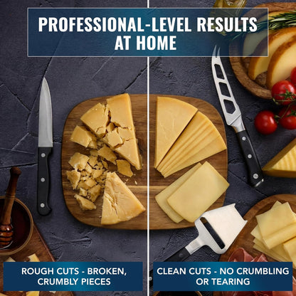 Cutluxe Cheese Knife Set, 5" Knife & 3.5" Slicer for Soft & Hard Cheese
