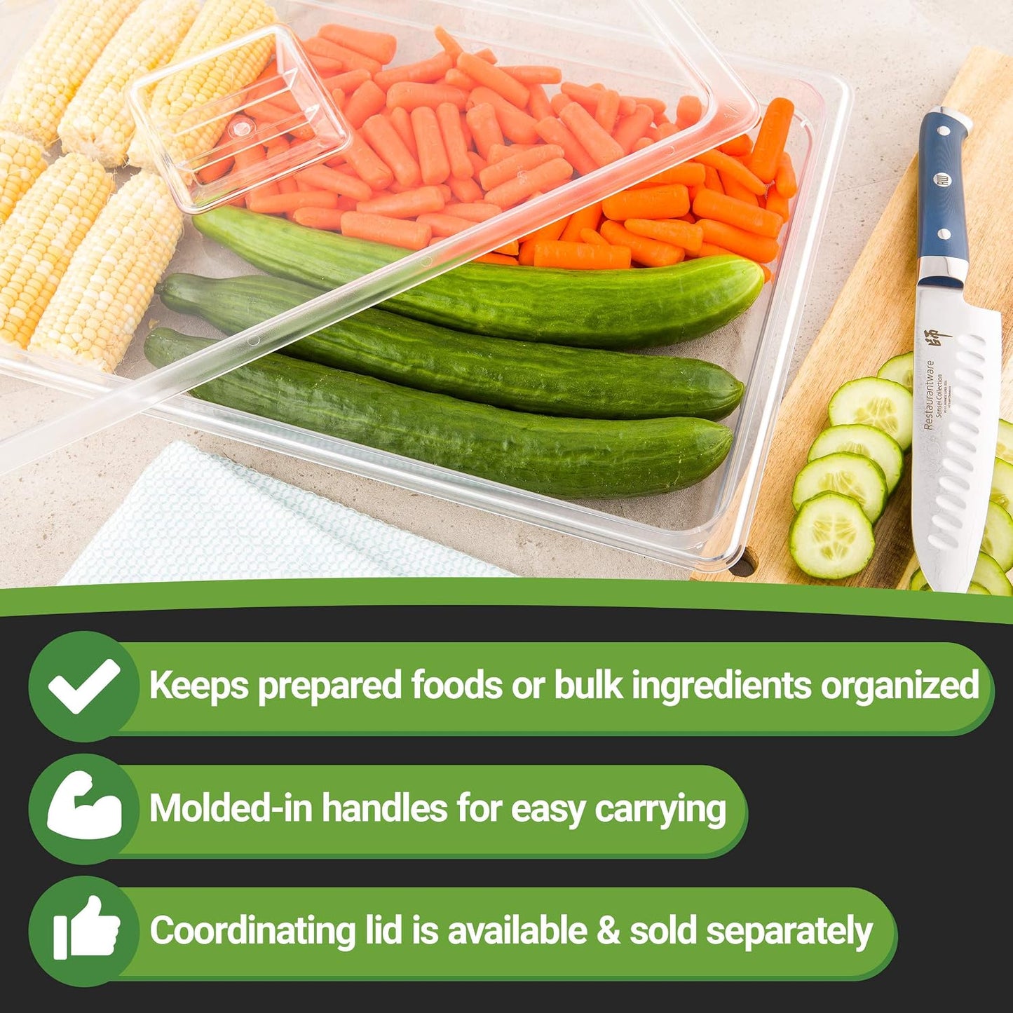 Restaurantware-2.5 Inch Deep Food Pans, 1 1/6 Size Commercial Food Storage Container - Freezable, Break-Resistant, Clear Plastic Cold Pans, Dishwashable, For Kitchens, Restaurants, Or Cafeterias