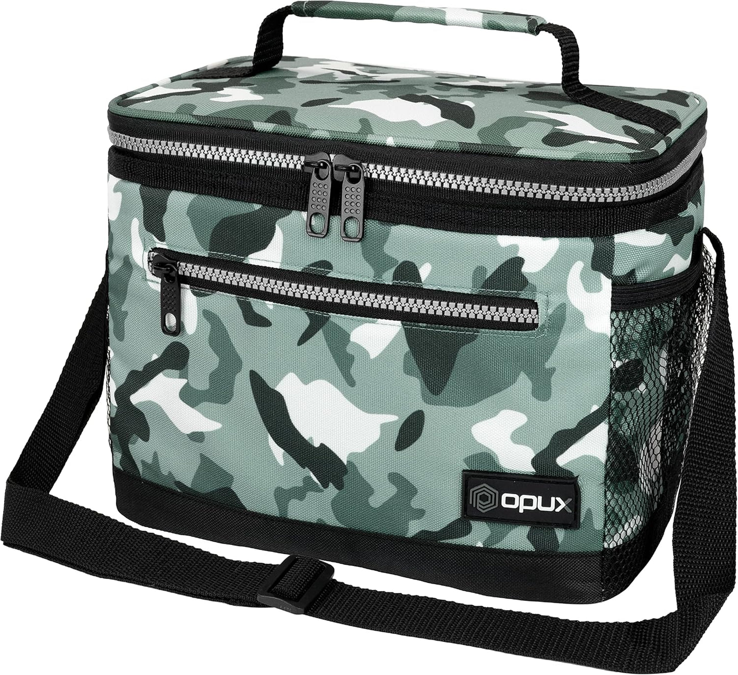 opux Insulated Lunch Box Men Women, Lunch Bag for Work School, Leakproof Soft Cooler Tote Adult, Large Lunch Pail Kids Boys Girls, Picnic Beach Food Bag with Shoulder Strap, Purple Floral