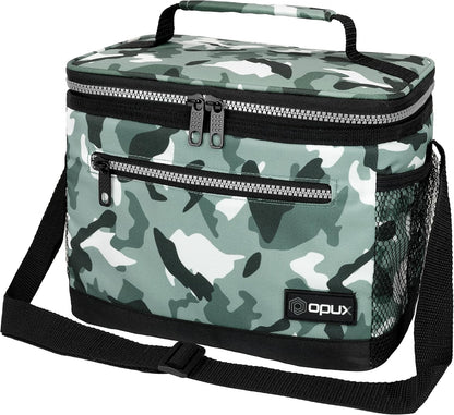 opux Insulated Lunch Box Men Women, Lunch Bag for Work School, Leakproof Soft Cooler Tote Adult, Large Lunch Pail Kids Boys Girls, Picnic Beach Food Bag with Shoulder Strap, Purple Floral