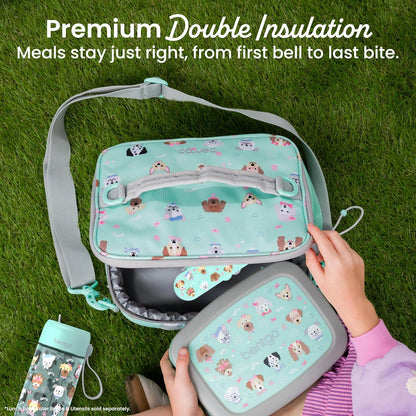 Bentgo Kids Lunch Bag - Durable, Double-Insulated Lunch Bag for Kids 3+; Holds Lunch Box, Water Bottle, & Snacks; Easy-Clean Water-Resistant Fabric & Multiple Zippered Pockets (Mermaid)