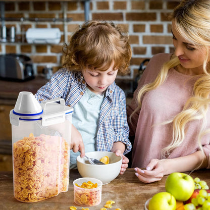 2 Pcs 5.5Lbs Rice Dispenser Storage Containers, Rice Container with Measuring Cup & Pour Spout, Kitchen Plastic Airtight Container for Cereal, Grain, Flour, Sugar, Oatmeal, Dry Pet Dog Food