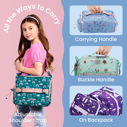 Bentgo Kids Lunch Bag - Durable, Double-Insulated Lunch Bag for Kids 3+; Holds Lunch Box, Water Bottle, & Snacks; Easy-Clean Water-Resistant Fabric & Multiple Zippered Pockets (Mermaid)