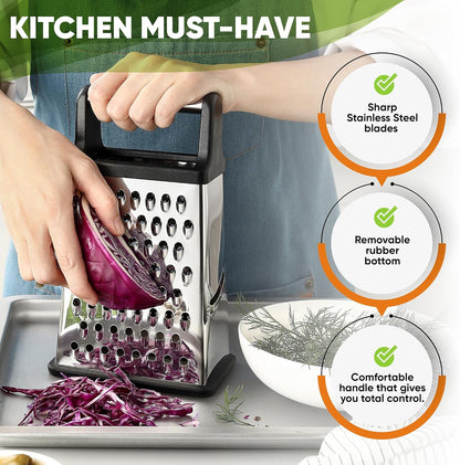 Spring Chef Stainless Steel XL Cheese Grater for Kitchen, Green