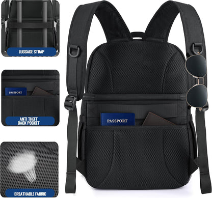 MOZETO Lunch Cooler Backpack Double Deck Lunch Box Backpack Insulated Leakproof Compartments Coolers Bag for Beach Travel Picnic Lunch Hiking BBQ Camping