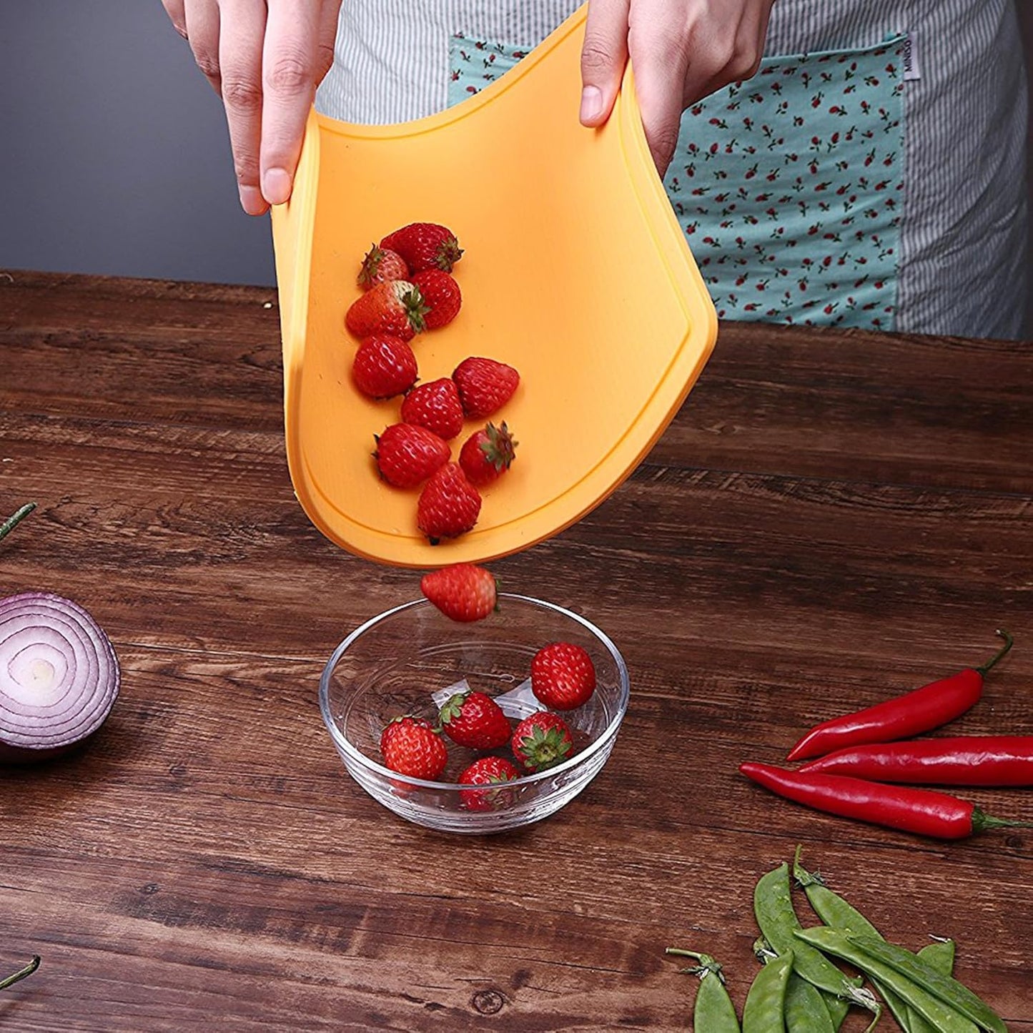Liflicon Thick Cutting Boards for Kitchen Silicone Chopping Board Set of 2 Mid 12.6'' x 9.1”,Mini 9.1”x7.1” Non-slip Deep Drip Juice Groove Easy Grip Handle,Dishwasher Safe-Red