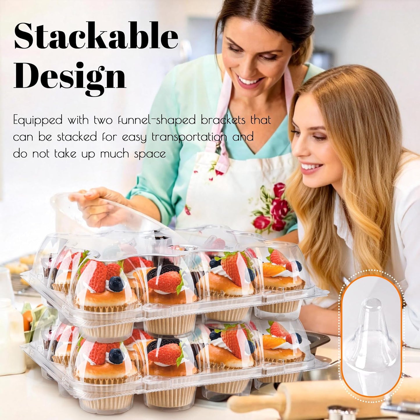 NPLUX 12 Count Cupcake Containers 12 Pack Clear Plastic Cupcake Boxes