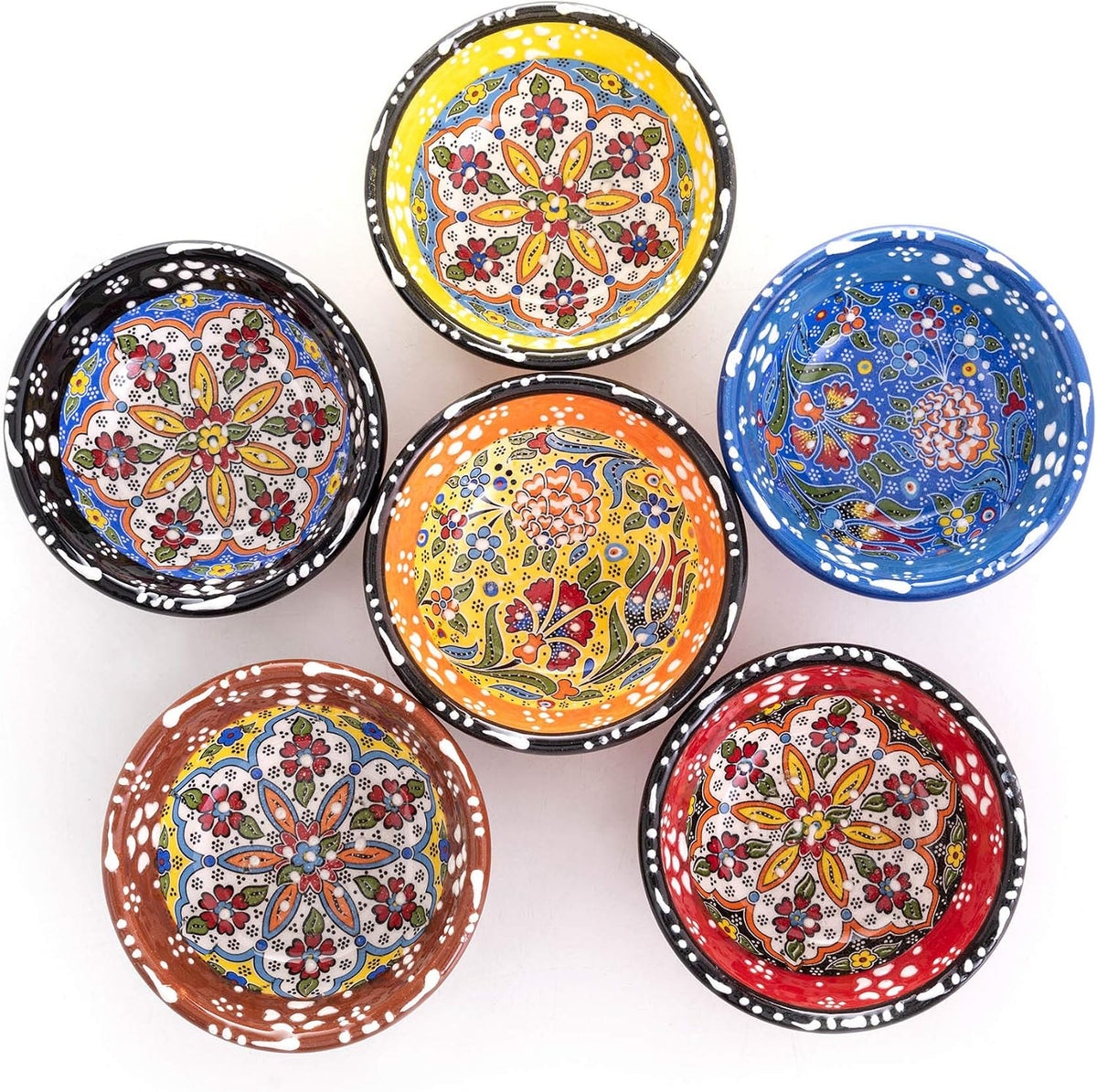 Terracotta Pinch Bowls Set of 8 – Small Ceramic Prep Bowls for Spices, Sauces & Dips – Mini Dipping Bowl for Kitchen Prep, Serving & Charcuterie – Colorful Handmade-Style Bowl