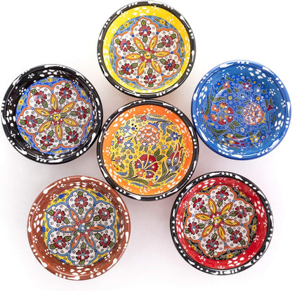 Terracotta Pinch Bowls Set of 8 – Small Ceramic Prep Bowls for Spices, Sauces & Dips – Mini Dipping Bowl for Kitchen Prep, Serving & Charcuterie – Colorful Handmade-Style Bowl