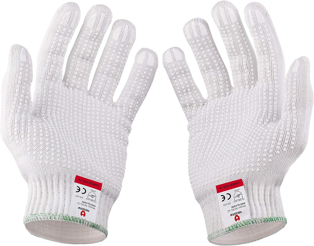 NoCry Superior Heavy Duty Cut Resistant Work Gloves with Grip Dots, Level 5