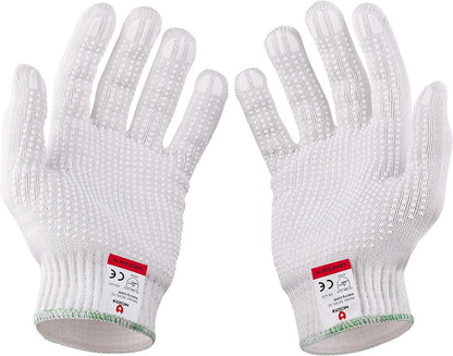 NoCry Superior Heavy Duty Cut Resistant Work Gloves with Grip Dots, Level 5
