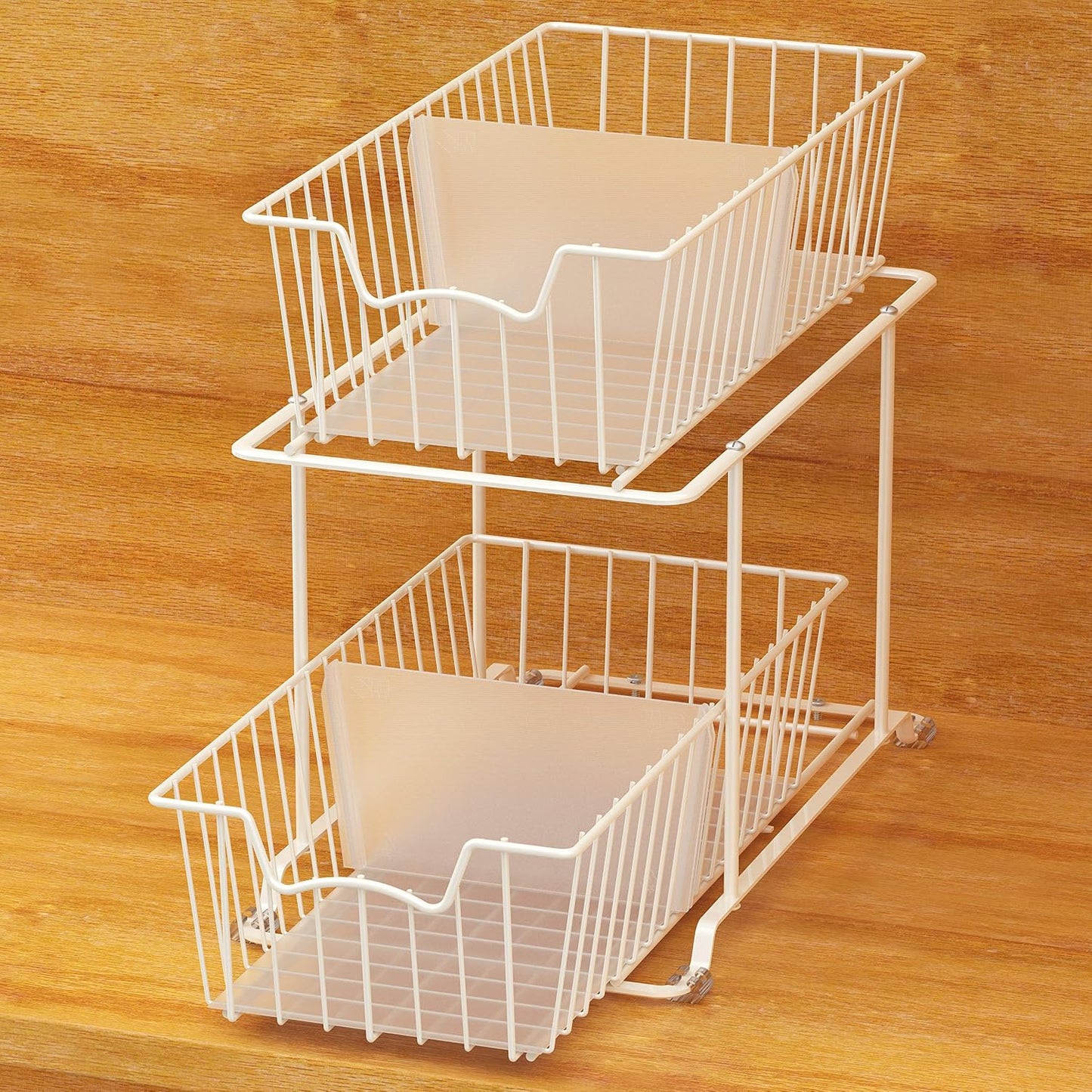 Simple Houseware 2 Tier Cabinet Wire Basket Drawer Organizer, Grey