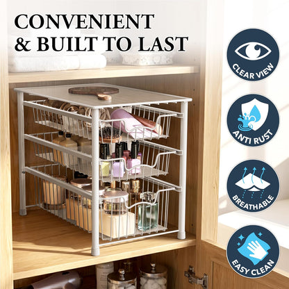 Simple Houseware Stackable Basket Drawer, Chrome
