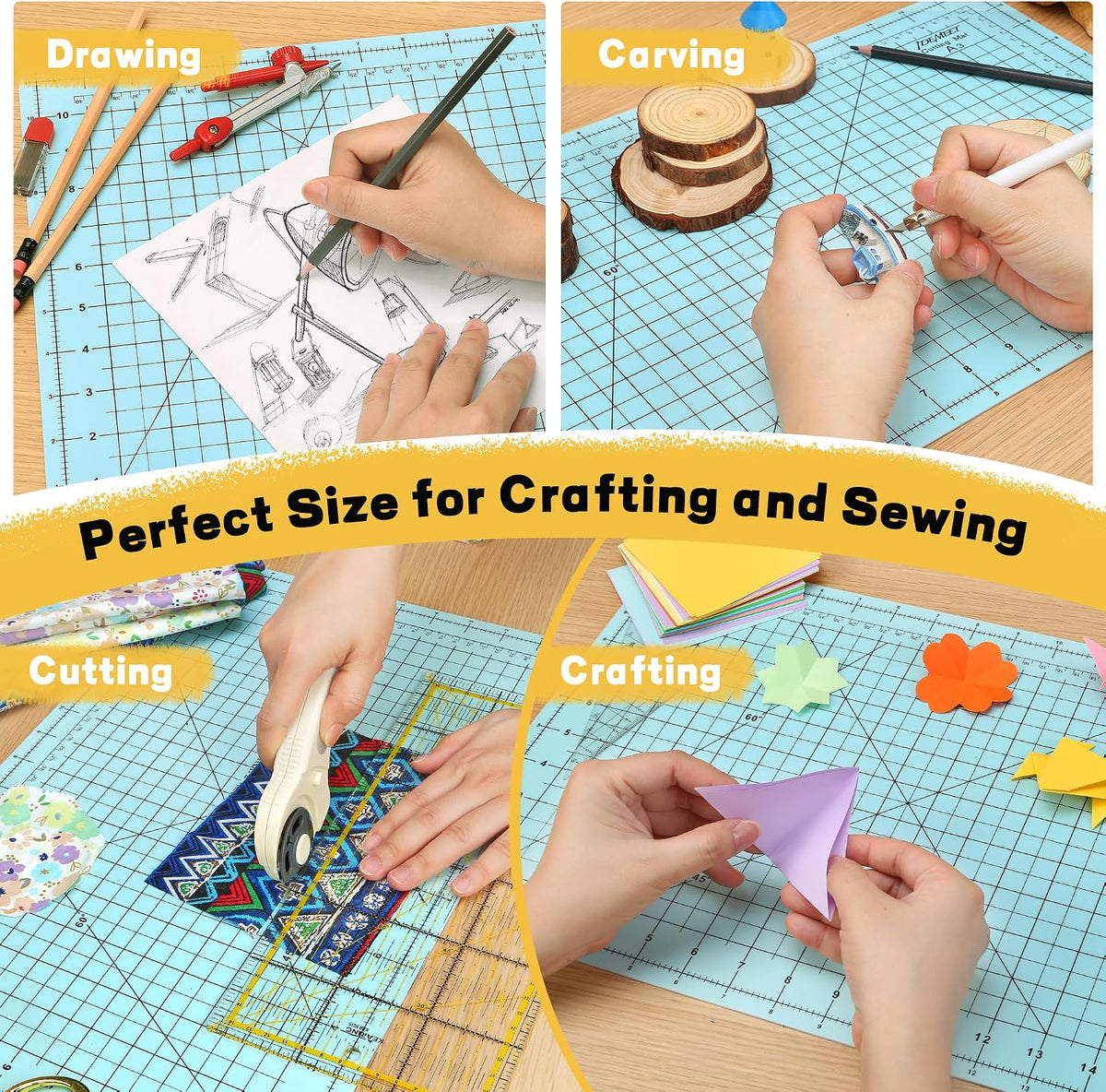 Self Healing Cutting Mat 18" x 12", A3 Double-Sided for Quilting & Sewing, Non-slip, 5-Ply Rotary Cutting Mat for Crafts Cutting Fabric Scrapbooking, and Small Modeling Projects, Anthracite Gray