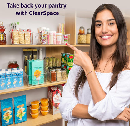 ClearSpace Plastic Pantry Organization and Storage Bins with Removable Dividers – Perfect Kitchen Organization or Kitchen Storage – Refrigerator Organizer Bins, Cabinet Organizers (4 Pack XL)