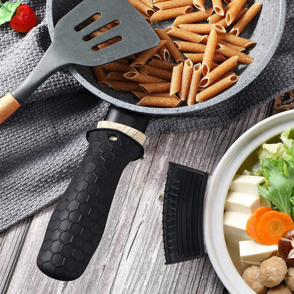 Patelai 8Pcs Silicone Cast Iron Handle Cover,Black