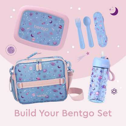 Bentgo Kids Utensil Set - Reusable Plastic Fork, Spoon & Storage Case - BPA-Free Materials, Easy-Grip Handles, Dishwasher Safe - Ideal for School Lunch, Travel, & Outdoors (Shark)