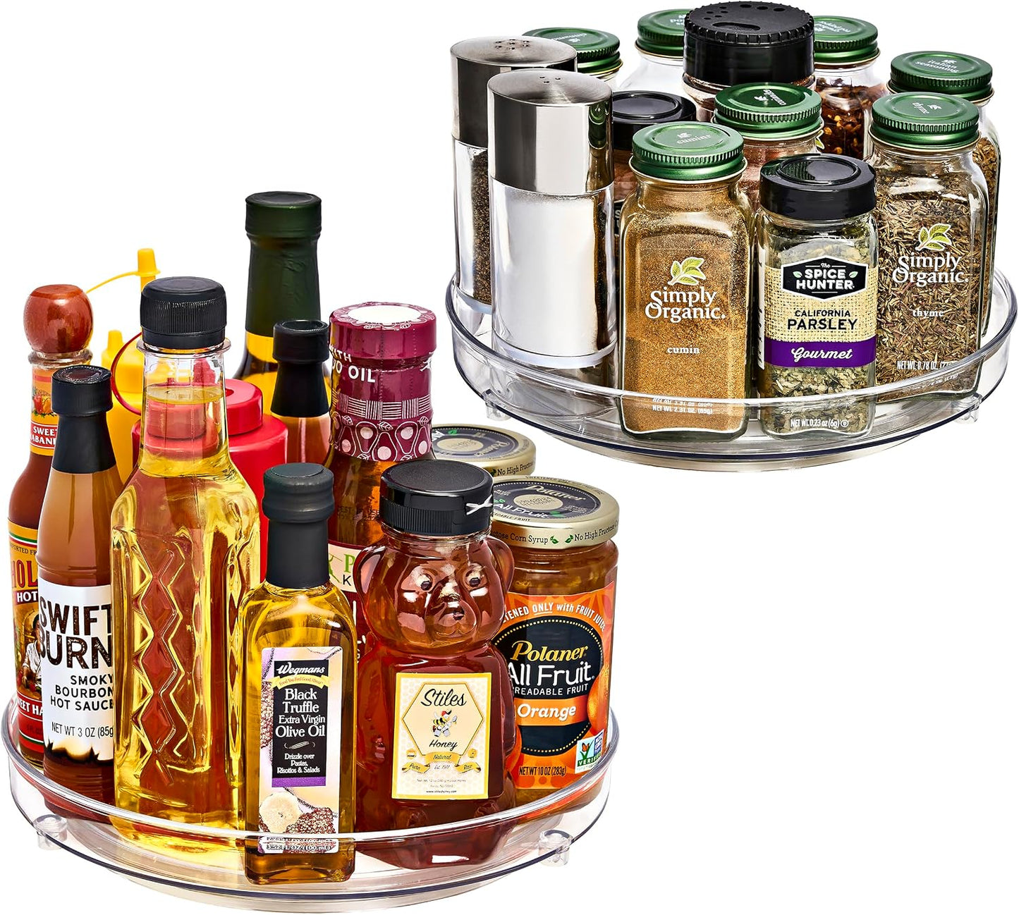 Sorbus 9 Inch Clear Lazy Susan Organizer Set, 2 Flat Turntable Organizer for Spice Organization for Cabinet, 1 Tall Lazy Susan for Kitchen, Home, Office, Closet, Classroom, Laundry Room Organization