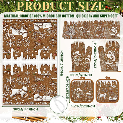 SiliFine 12 Pcs Fall Pumpkin Kitchen Towels Oven Mitts Pot Holders Set