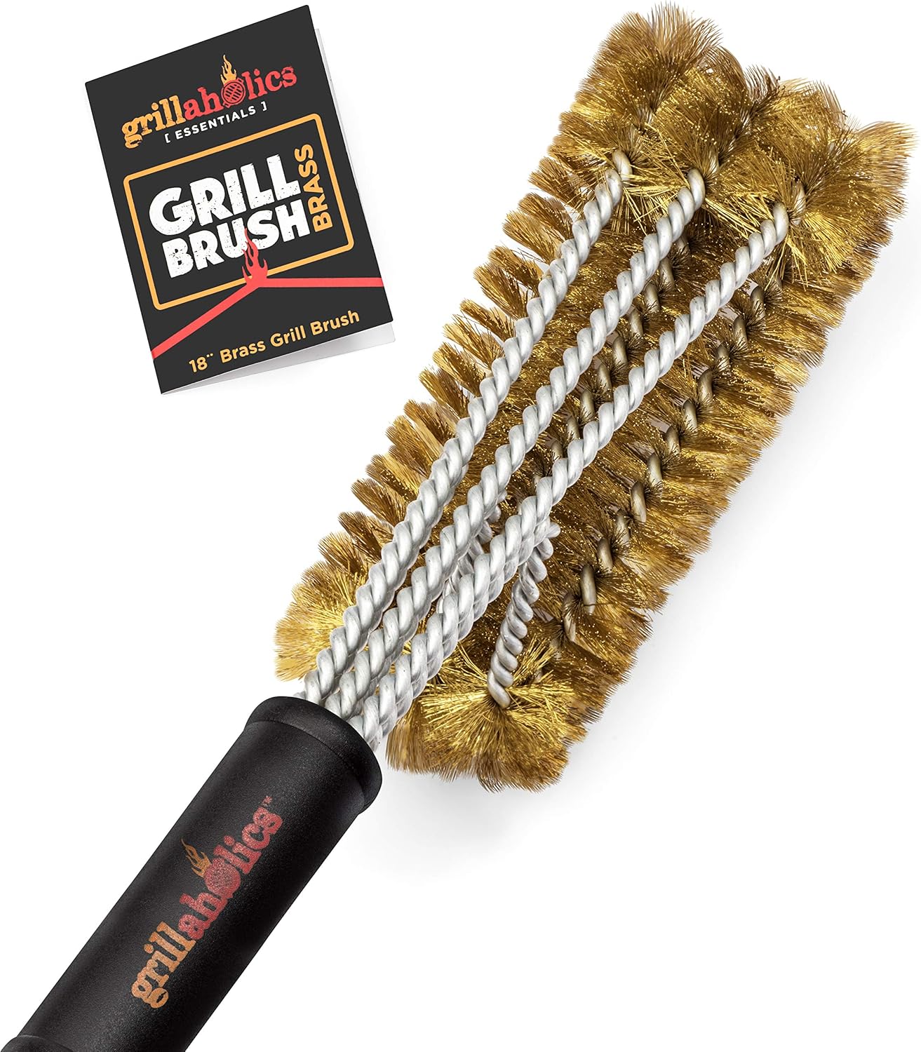 Grillaholics Grill Brush for Outdoor Grill - Safe Bristle Free BBQ Brush with Built-in Scraper – The Perfect Grilling Accessory for Cleaner Grilling