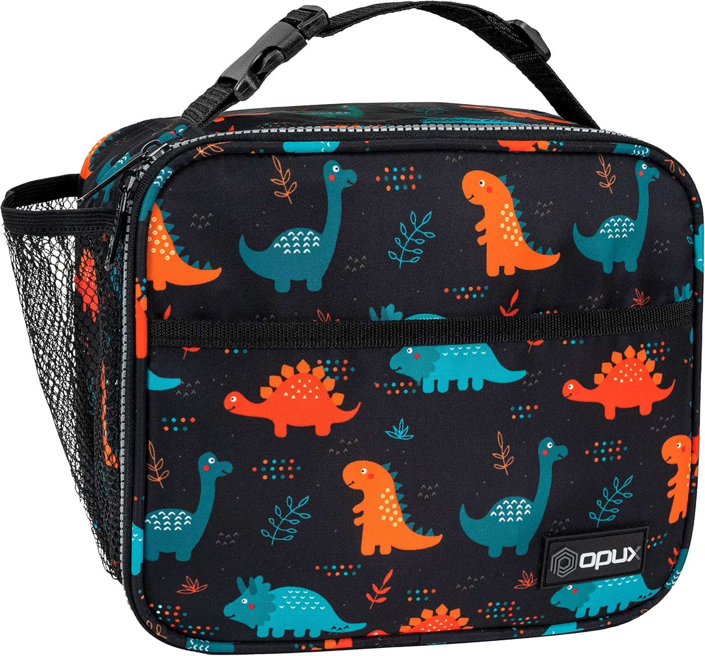 opux Insulated Lunch Bag Kids, Lunch Box for School Boy Girl, Leakproof Small Reusable Compact Soft Mini Cooler Bag, Toddler Small Lunch Boxes Kit Pail with Front Side Pockets (Purple)