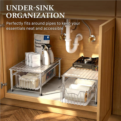 Simple Houseware Stackable Basket Drawer, Chrome
