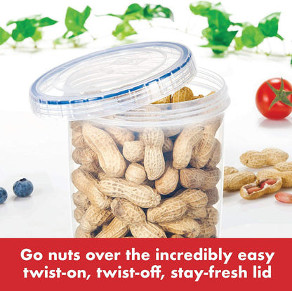 LOCK & LOCK Easy Essentials Twist Food Storage lids/Airtight containers, BPA Free, Tall-30.4oz Clear