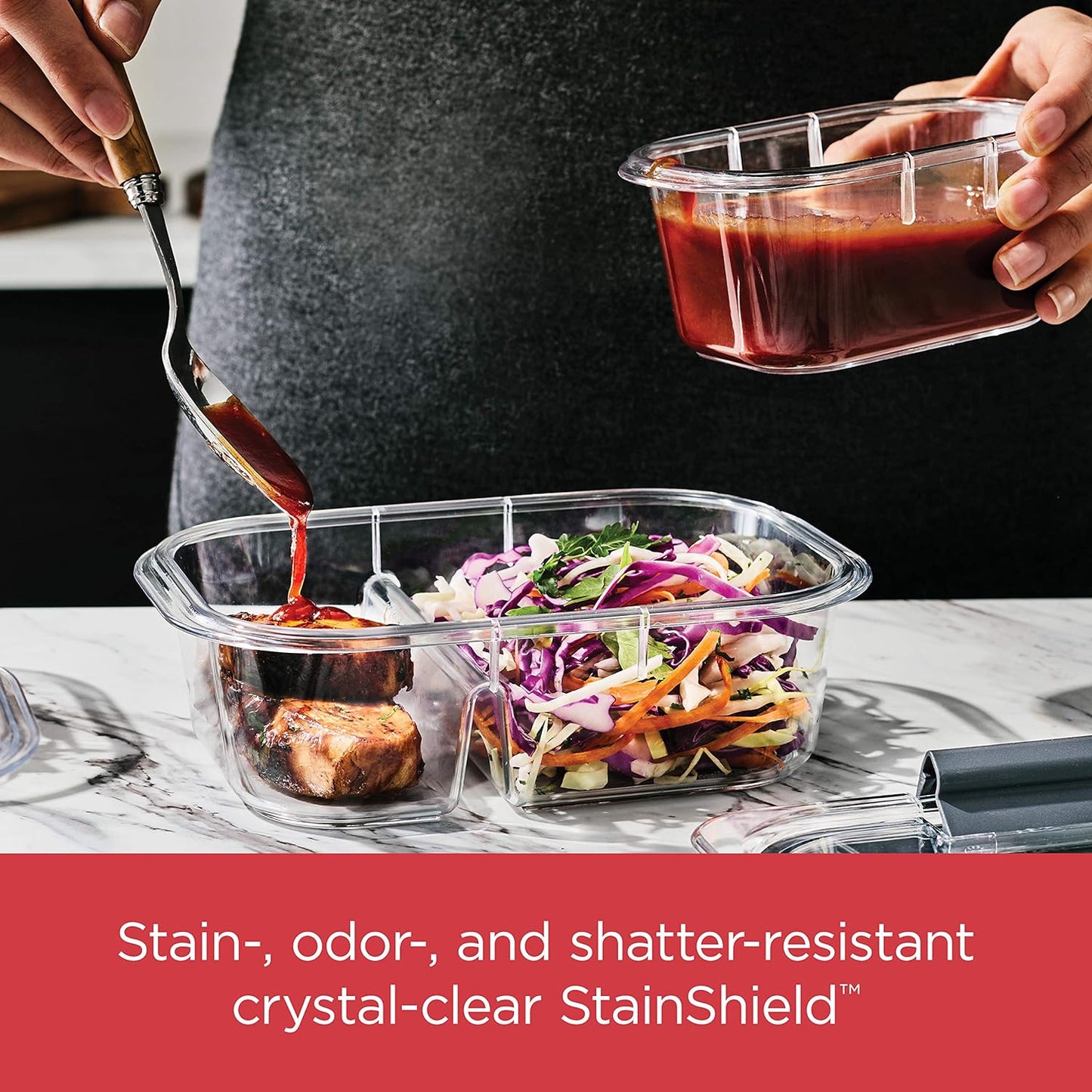 Rubbermaid Brilliance BPA Free Airtight Food Storage Containers with Lids, Set of 4 (4.7 Cup) Ideal for Lunch, Meal Prep, and Leftovers