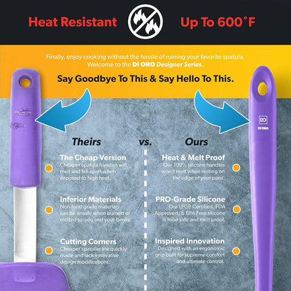 DI ORO Silicone Ladle - Soup & Serving, 600F Heat Resistant, Black