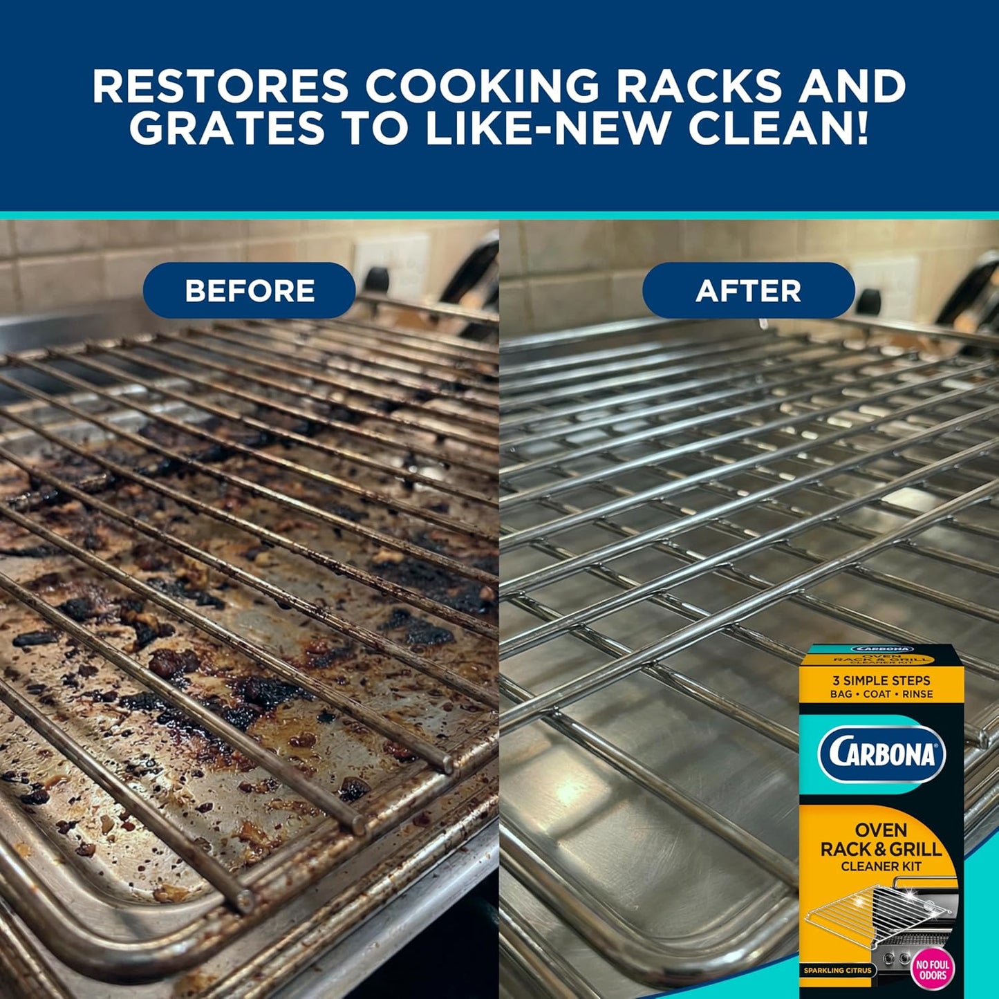 Carbona Oven Rack & Grill Cleaner | Eliminates Thick Grease & Build-Up | Griddle & BBQ Cleaning Solution | 16.8 Fl Oz, 2 Pack