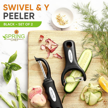 Spring Chef Swivel Potato Peeler & Julienne Vegetable Peeler w/Soft Handle