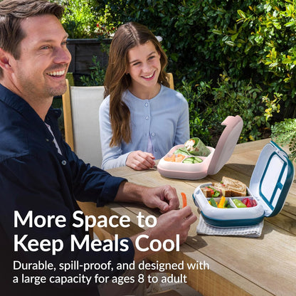 Bentgo Chill Max Leak-Proof XL Lunch Box - Included Ice Pack Keeps Food Cold; 5-Cup Capacity for Adults & Ages 8+, 3 or 4 Compartment Bento Box, BPA-Free, Dishwasher Safe (Bone & Glacier Blue)