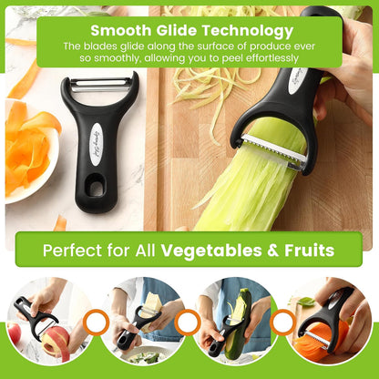 Spring Chef Swivel Potato Peeler & Julienne Vegetable Peeler w/Soft Handle