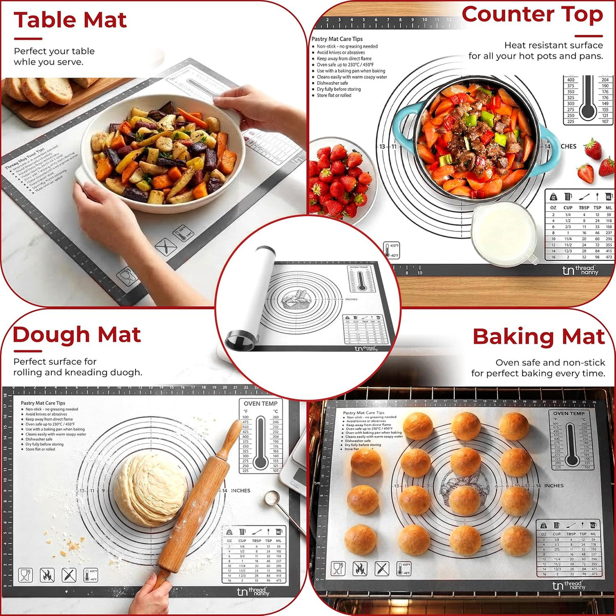 XL Silicone Pastry Mat for Baking Dough Mat, Extra Large 28x20 inches Grey
