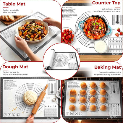 XL Silicone Pastry Mat for Baking Dough Mat, Extra Large 28x20 inches Grey