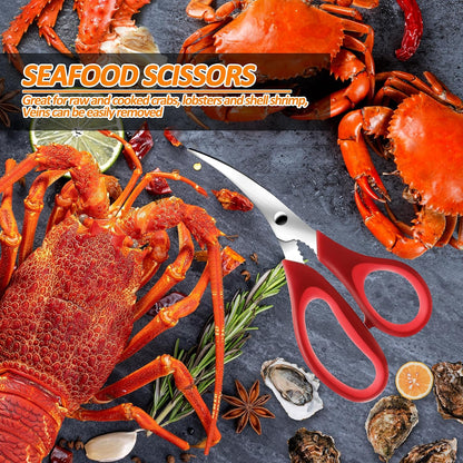 Seafood Crab Crackers and Tools, 21 Pcs Crab Leg Crackers Tools, Lobster Crackers and Picks Set, Crab Utensils Seafood Tools, Crab Forks Scissors Lobster Shellers, mobzio Nut Cracker Set for Crab Legs